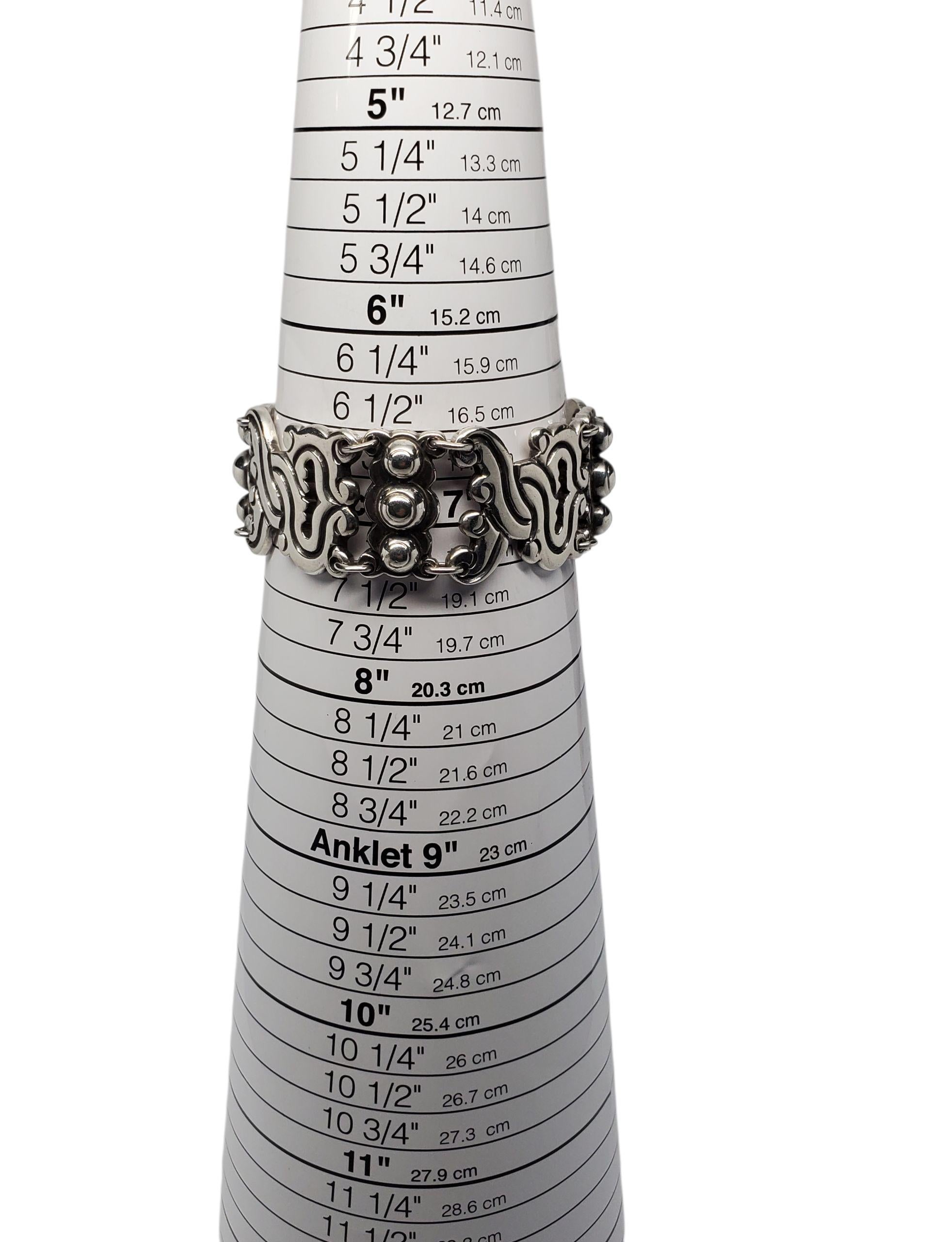 Taxco Mexico Sterling Silver Scroll Link Bracelet #22527 en venta 2