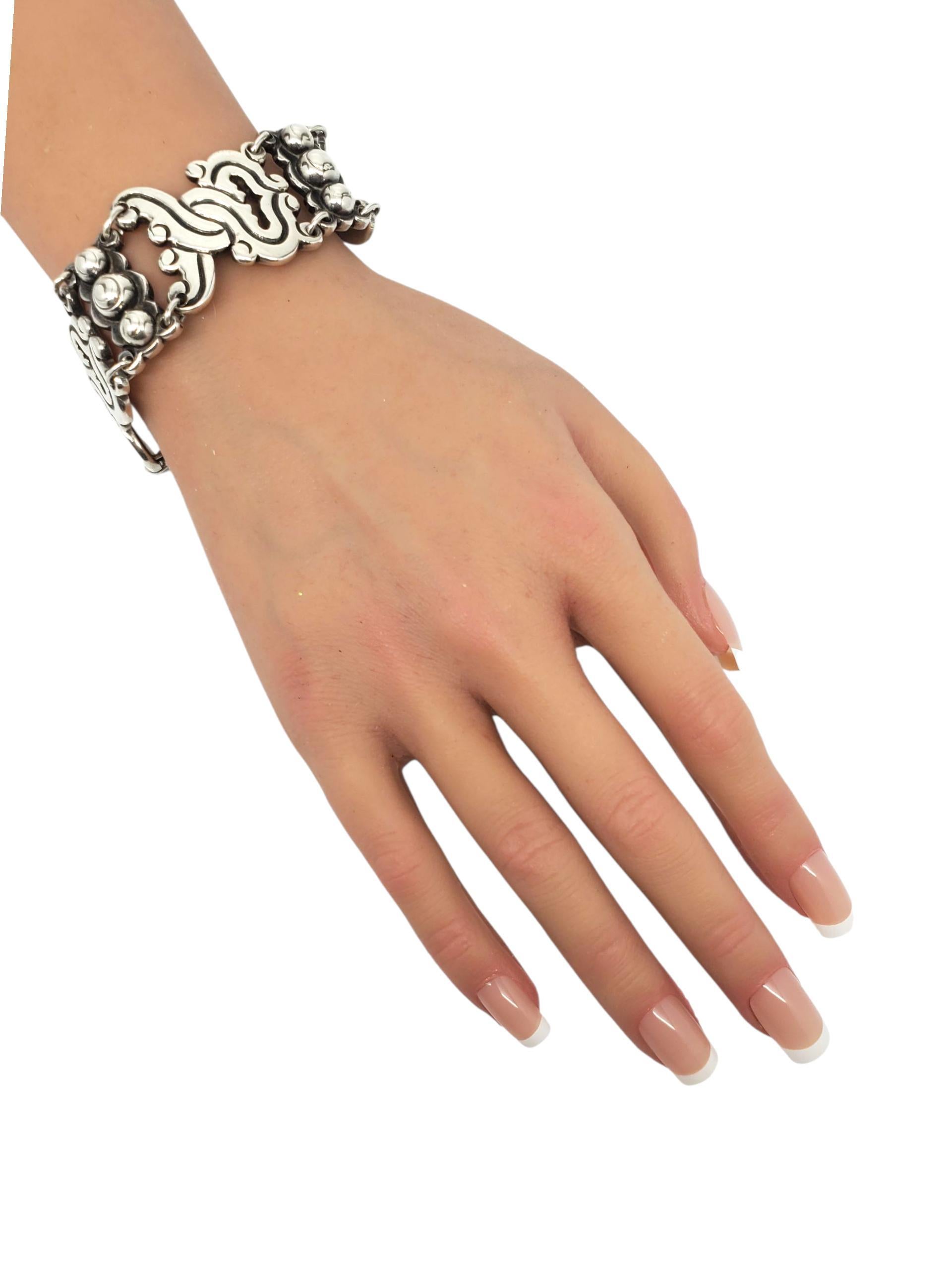 Taxco Mexico Sterling Silver Scroll Link Bracelet #22527 en venta 4