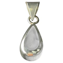 TAXCO MEXICO Sterling Silver Teardrop Onyx Necklace Pendant 5.3g Vintage