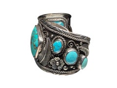 Taxco Mexico Sterling Silver Turquoise Cuff