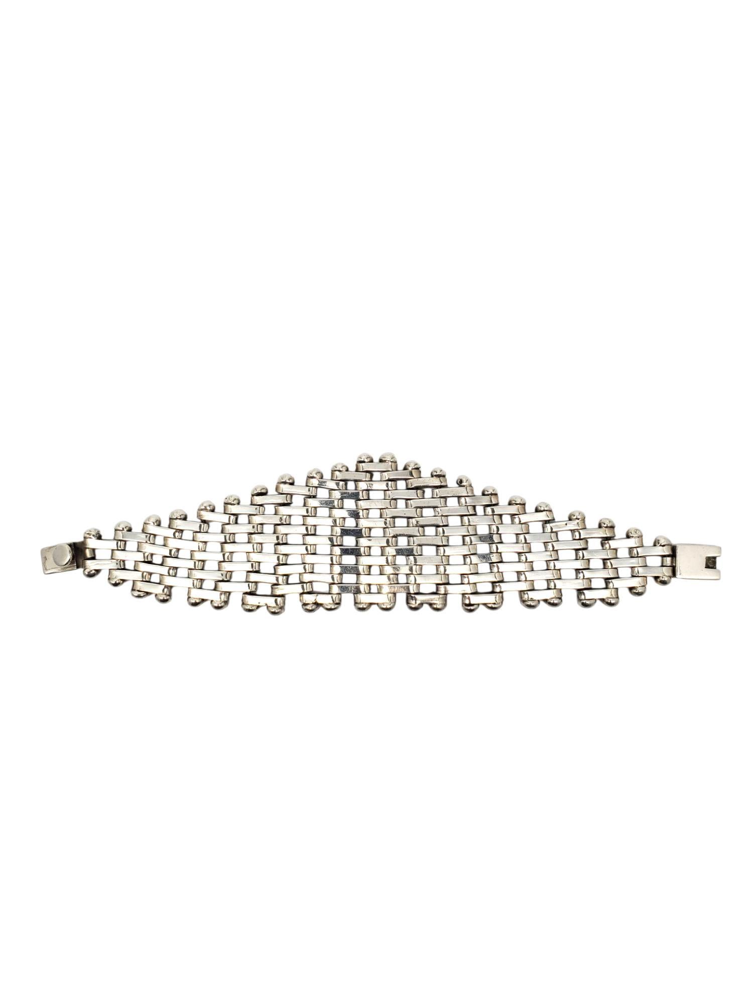 Contemporaneo Taxco Mexico Bracciale d'argento intrecciato a reticolo #22590 in vendita
