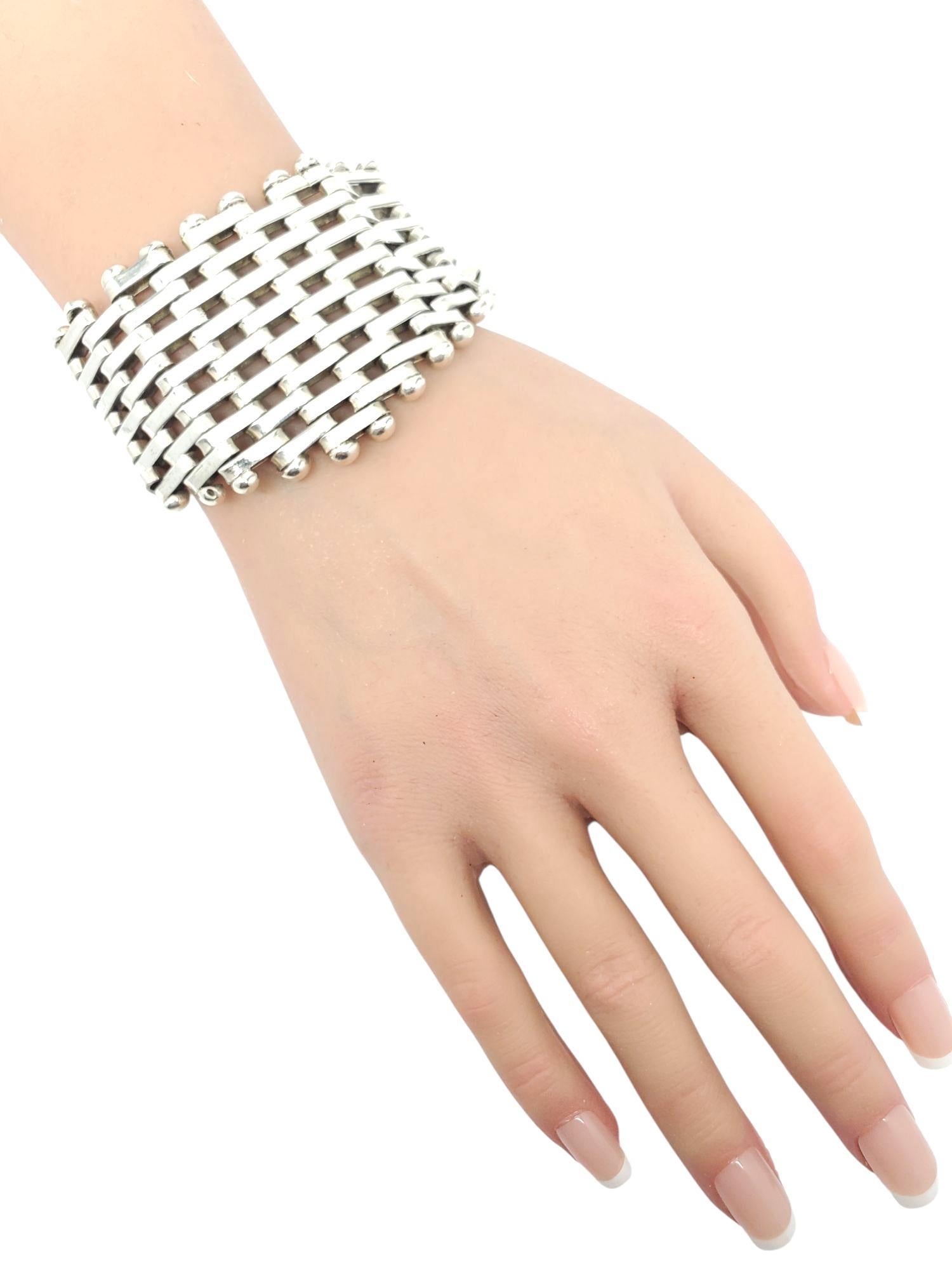 Taxco Mexico Bracciale d'argento intrecciato a reticolo #22590 in vendita 4
