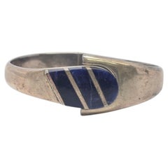 Taxco Mexico TA-150 Pulsera de plata de ley con bisagra de soladita azul #25170