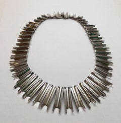 Taxco Mexico TB-84 Sterling Silver Graduating Concave Link Necklace