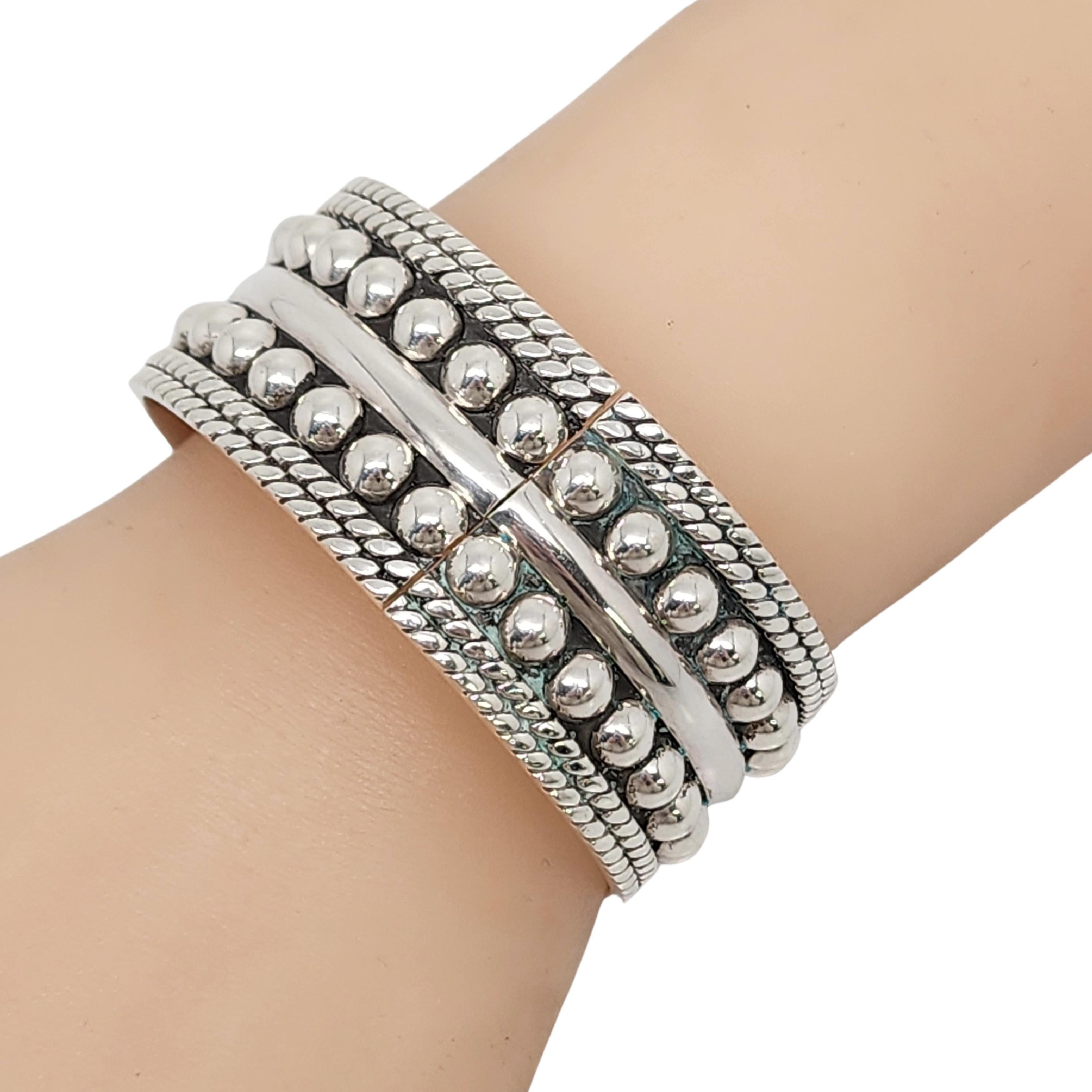 Taxco Mexico TH-117 Sterling Silver Wide Bead Hinged Bangle Bracelet #16442 4