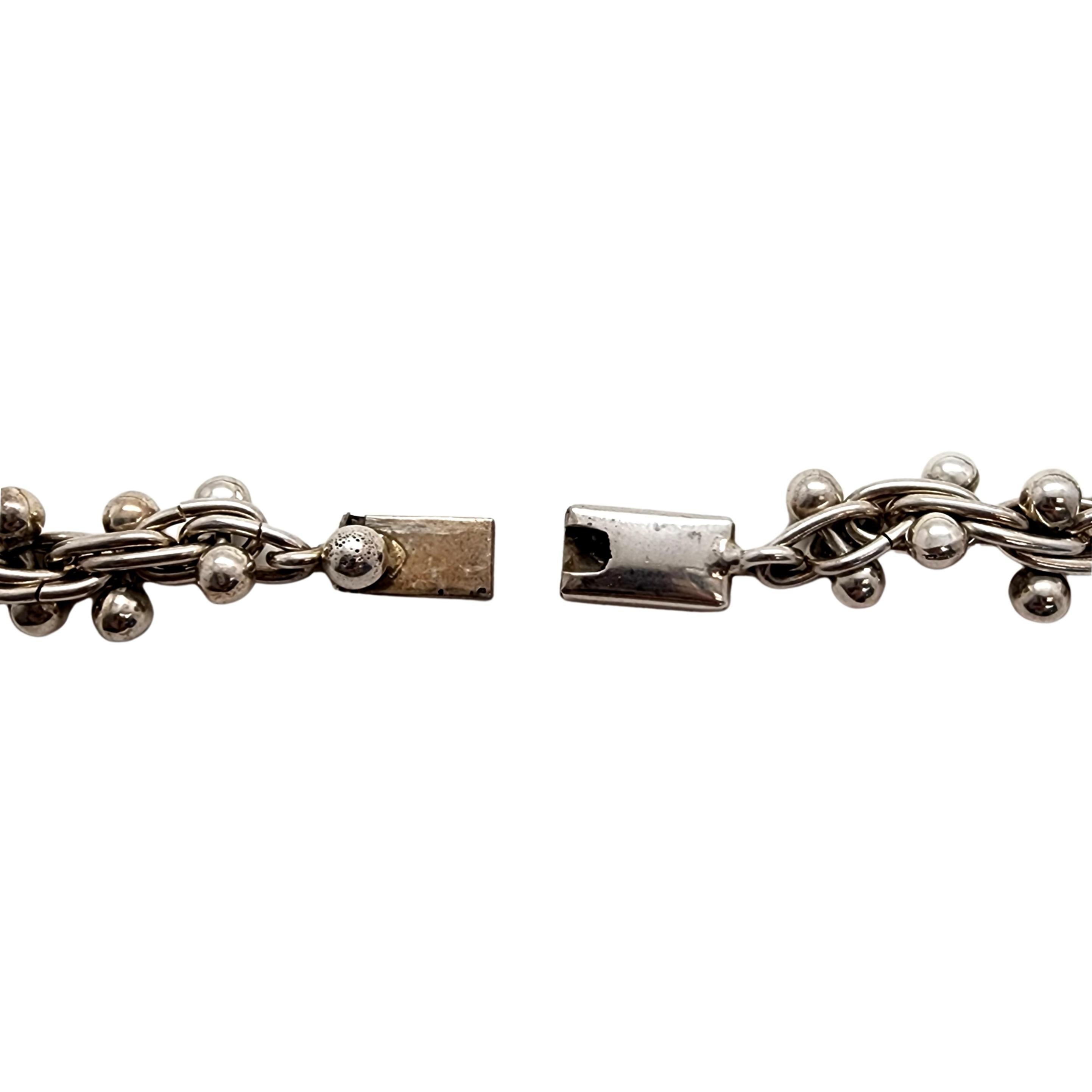 Taxco Mexiko TJ-39 Sterlingsilber DNA-Geflecht- und Perlenkette Damen