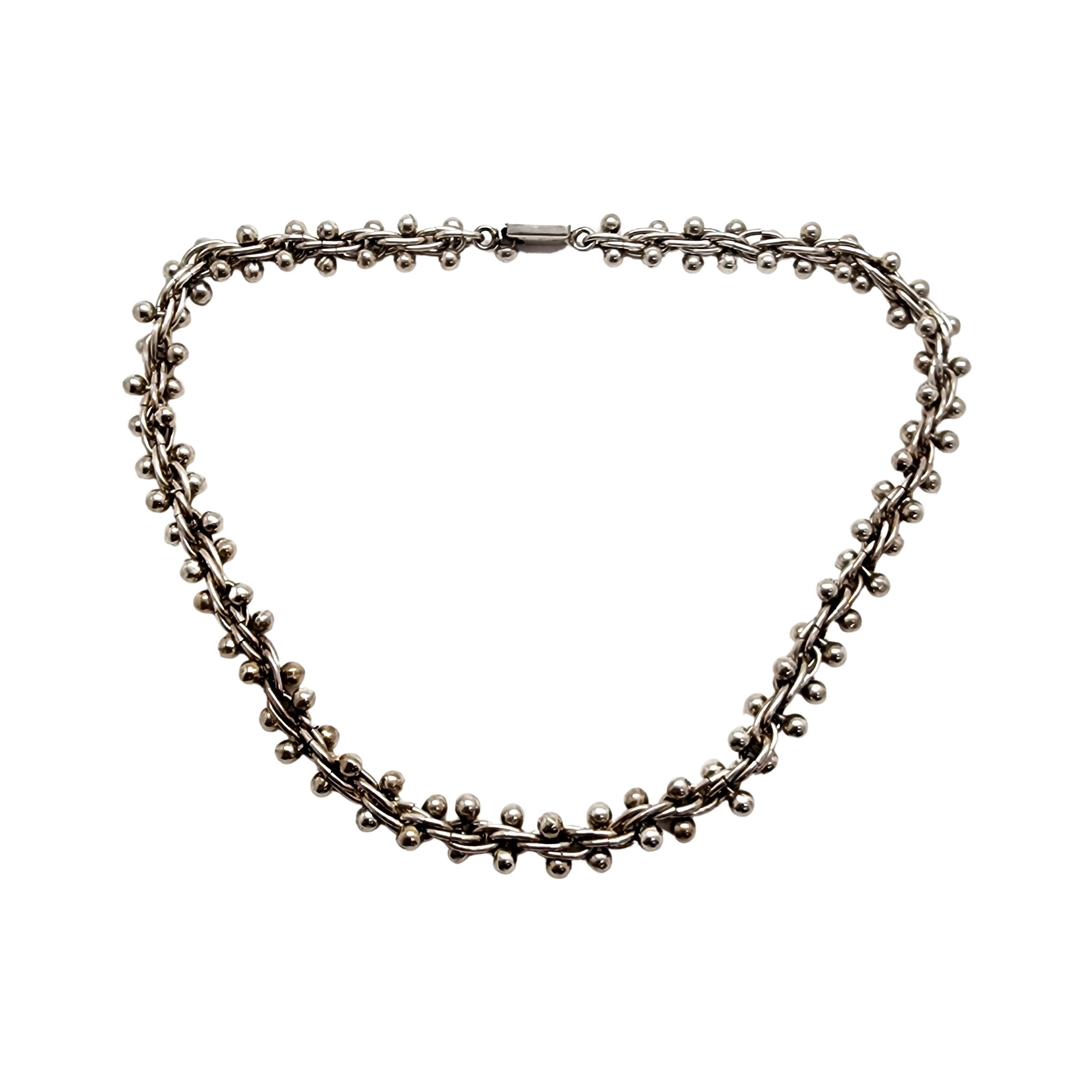 Taxco Mexiko TJ-39 Sterlingsilber DNA-Geflecht- und Perlenkette 3