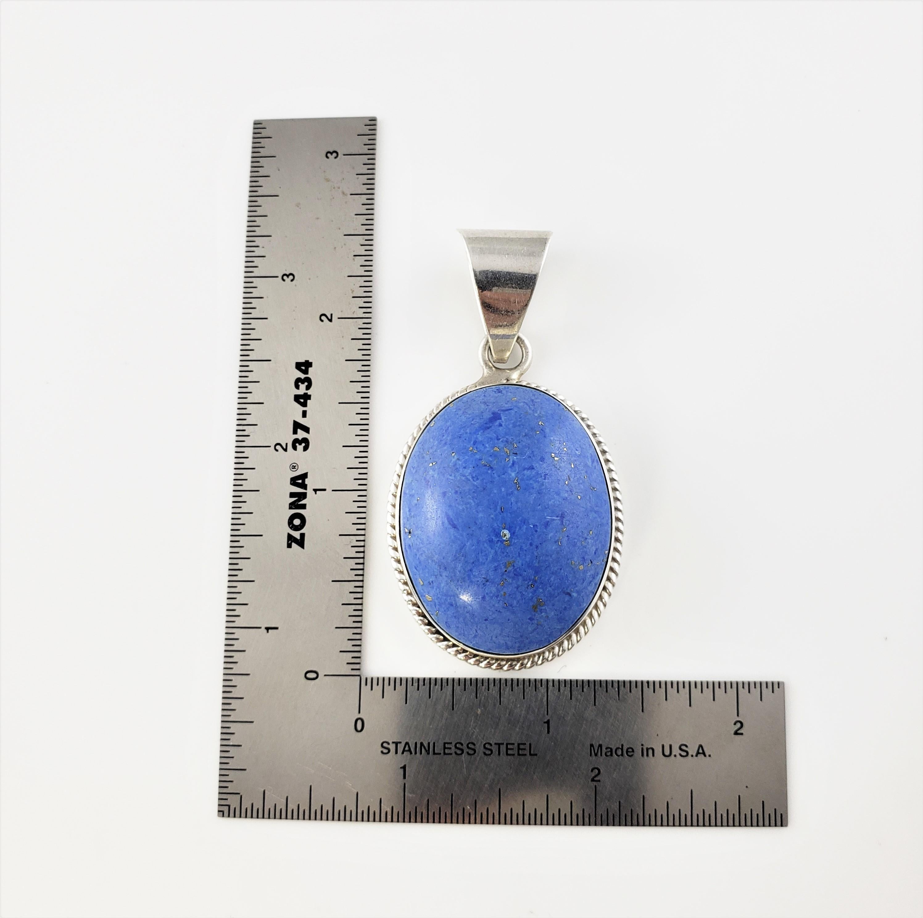 Cabochon Taxco Mexico TM-287 Sterling Silver and Denim Lapis Pendant