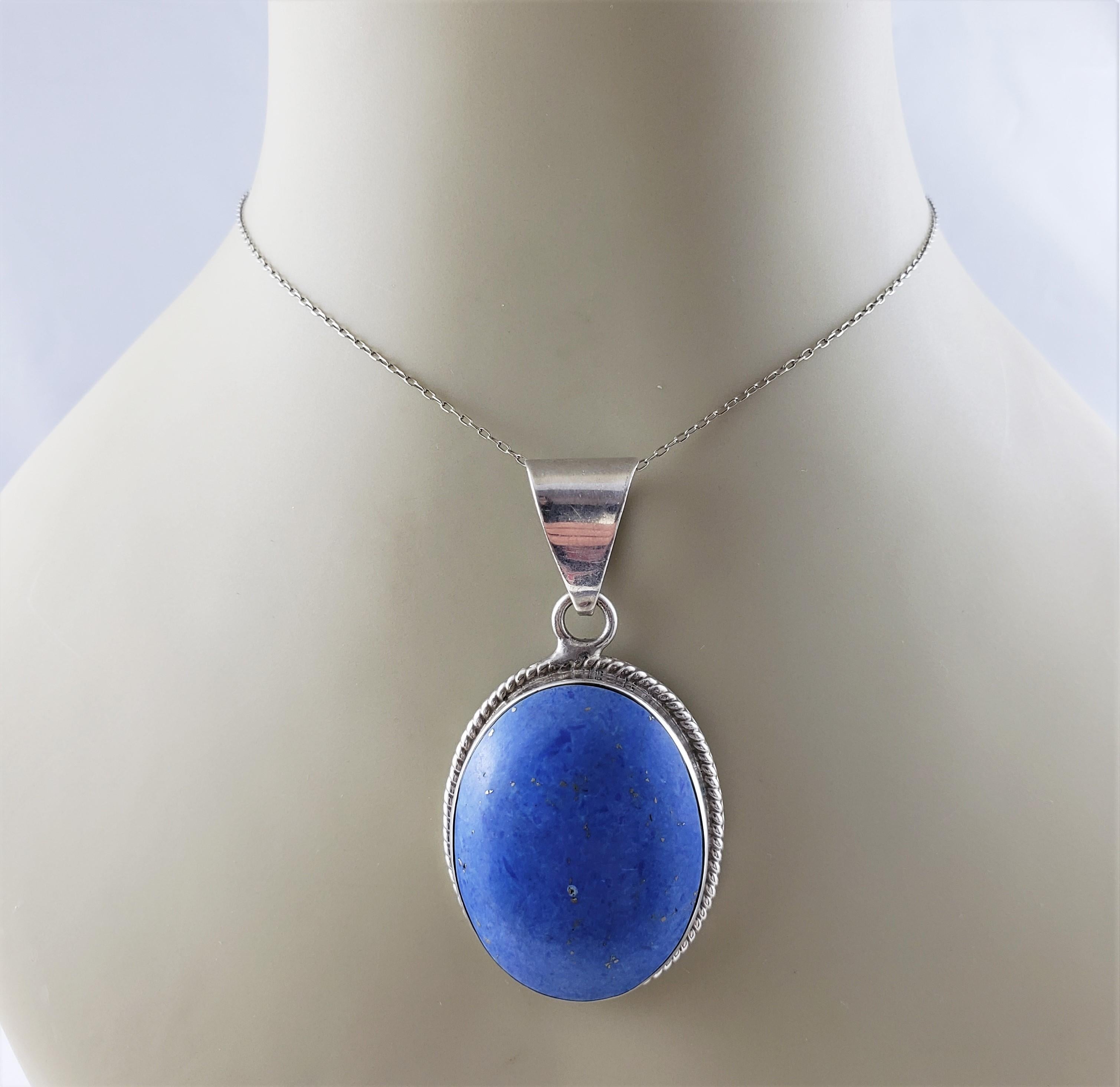 Taxco Mexico TM-287 Sterling Silver and Denim Lapis Pendant In Good Condition In Washington Depot, CT