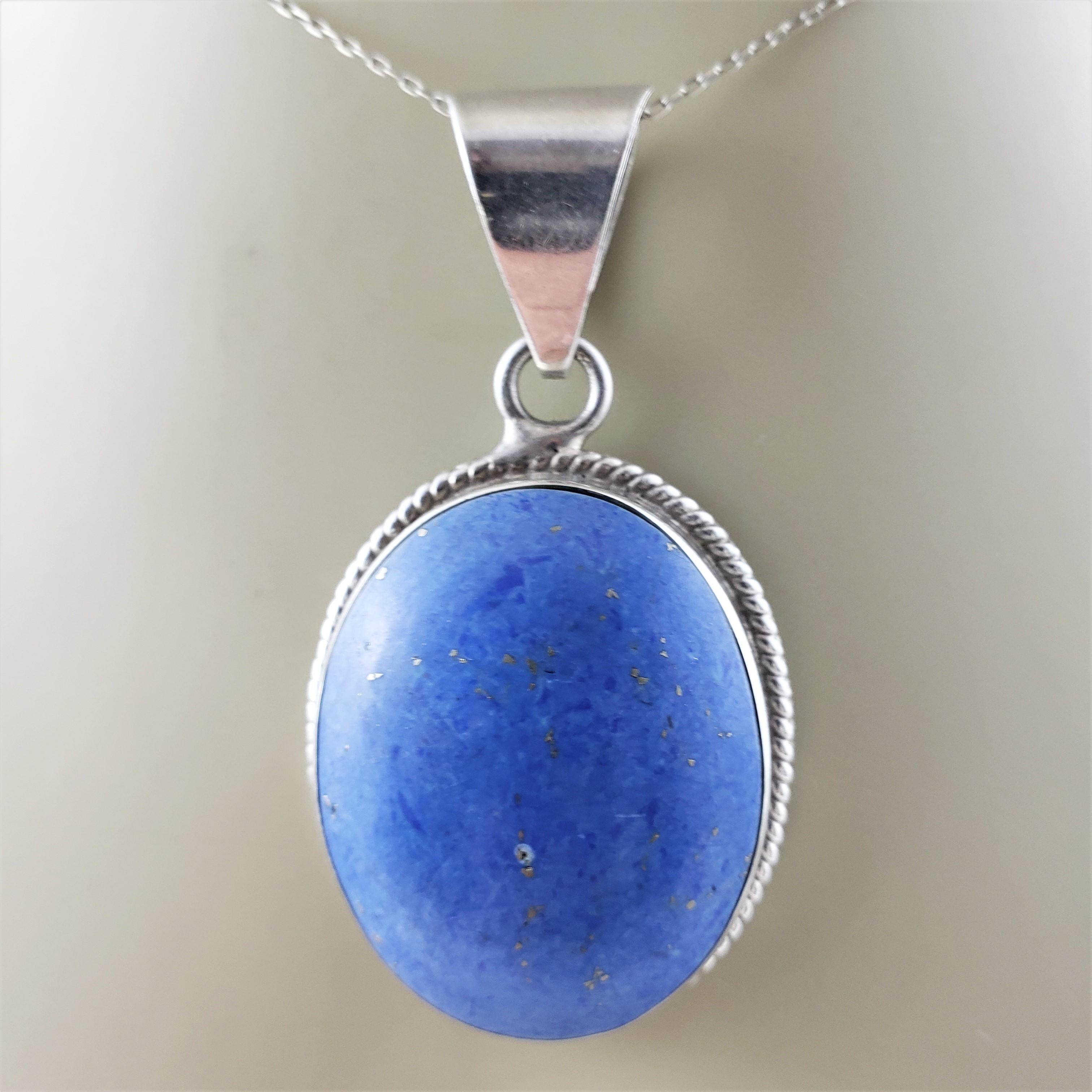 Women's or Men's Taxco Mexico TM-287 Sterling Silver and Denim Lapis Pendant