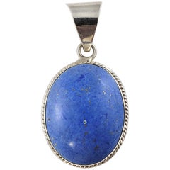 Taxco Mexico TM-287 Sterling Silver and Denim Lapis Pendant