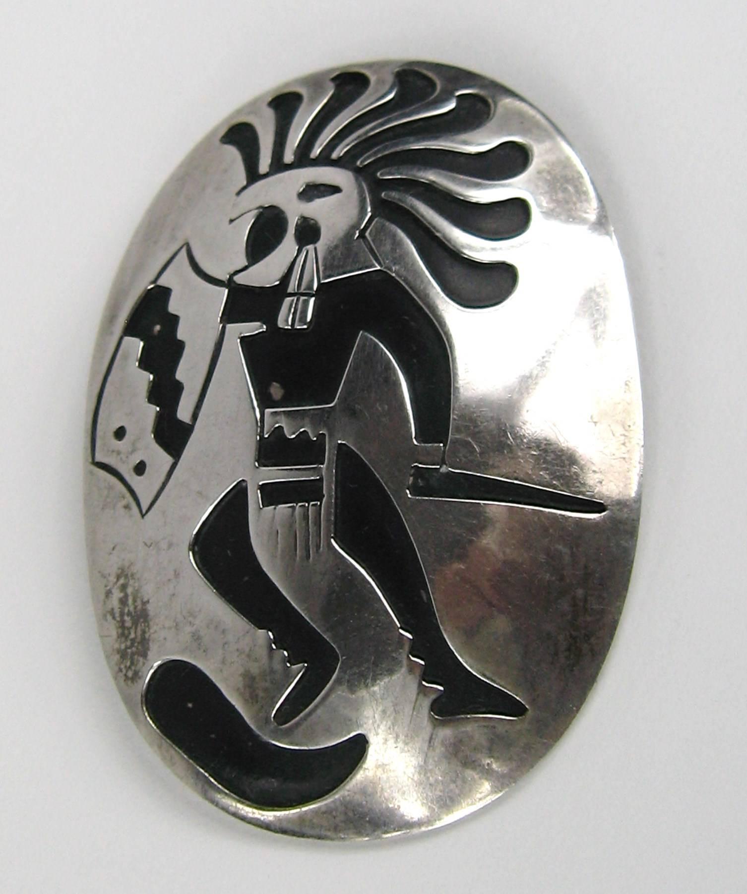 Large Taxco Sterling silver Mexican Hallmarked. This is Both a Pendant and Pin. Measuring 2.5 inches top to bottom x 1.75 inches wide. This is out of a massive collection of Contemporary designer clothing as well as Hopi, Zuni, Navajo, Southwestern,