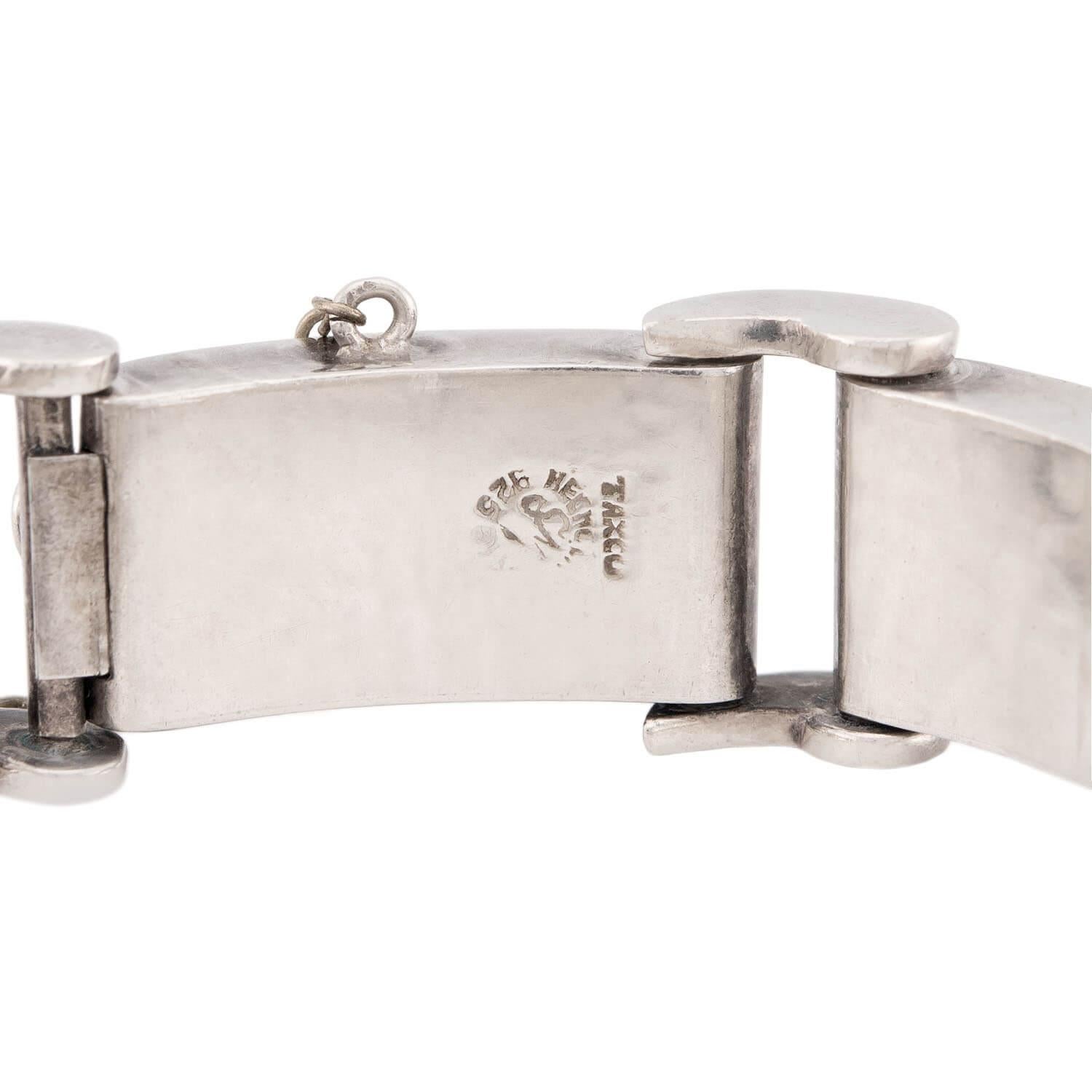 TAXCO Retro Mexikanisches Gliederarmband aus Sterlingsilber „Tire Track“ Gliederarmband Damen im Angebot