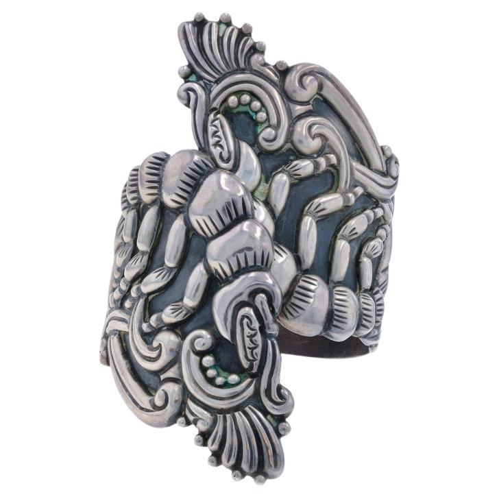 Taxco Scorpion Clamper Vintage Bypass Cuff Bracelet 6 1/4" - A. Silver 925