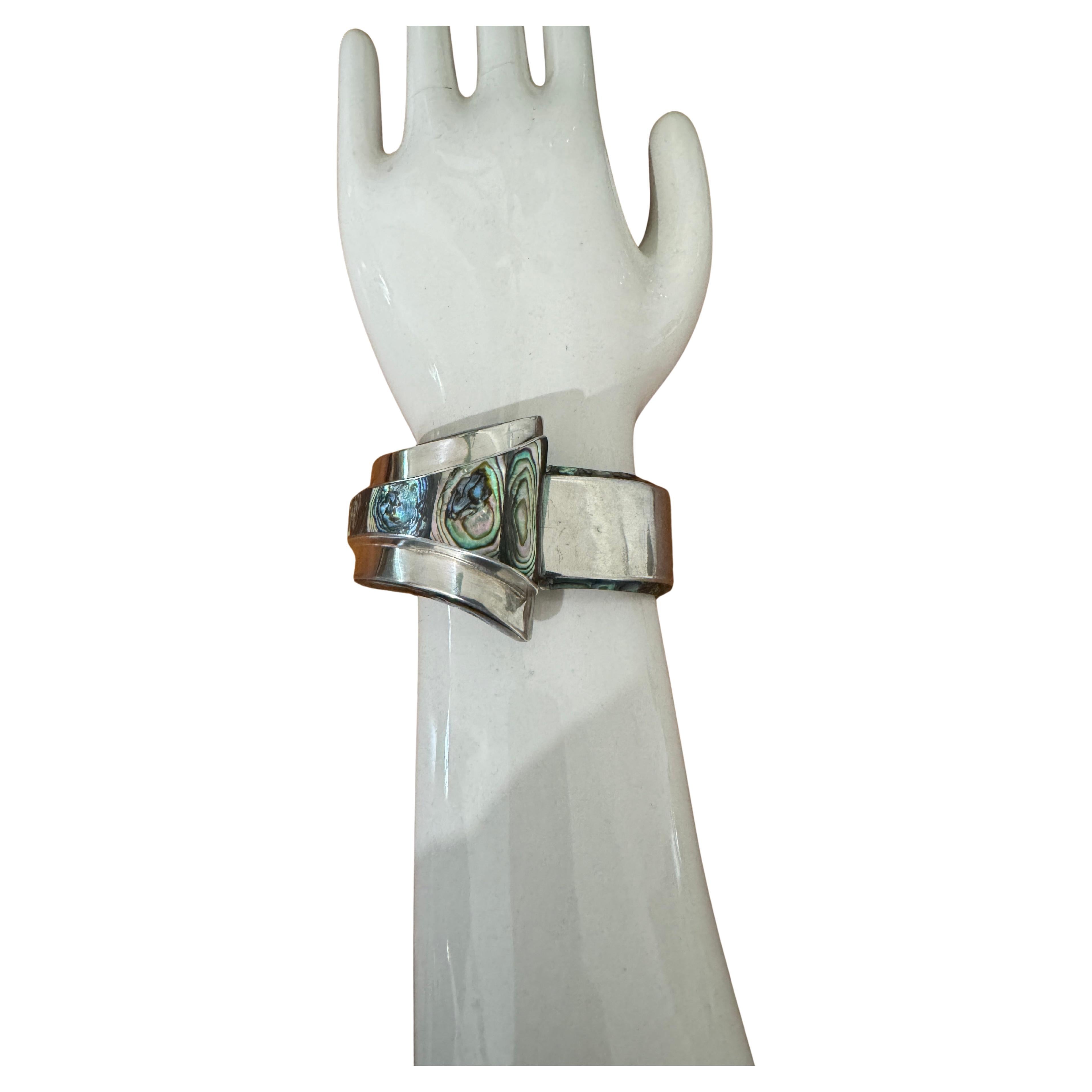 da uomo o donna Taxco Bracciale in argento Sterling Abalone 1965 Clamper Alfredo Villasana in vendita