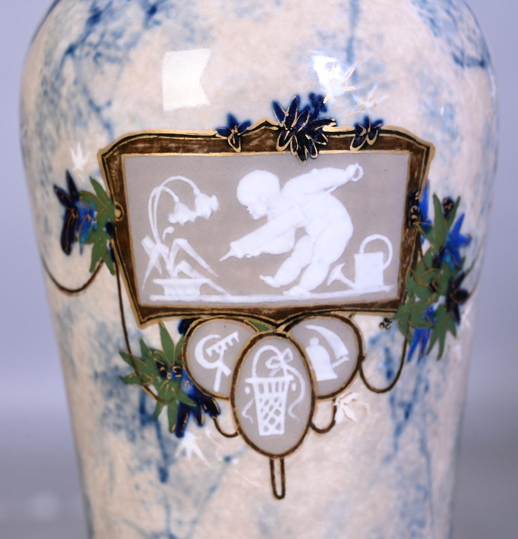 French Taxile DOAT, large glazed porcelain vase from the Sèvres manufactory For Sale