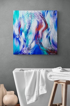 Abstract Oil Painting "Tendril Blue Purple Red"
