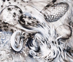 Black and White Abstract Oil Painting "Nest"