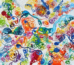 Colourful Poured Enamel Abstract Painting "Atom Play 9"