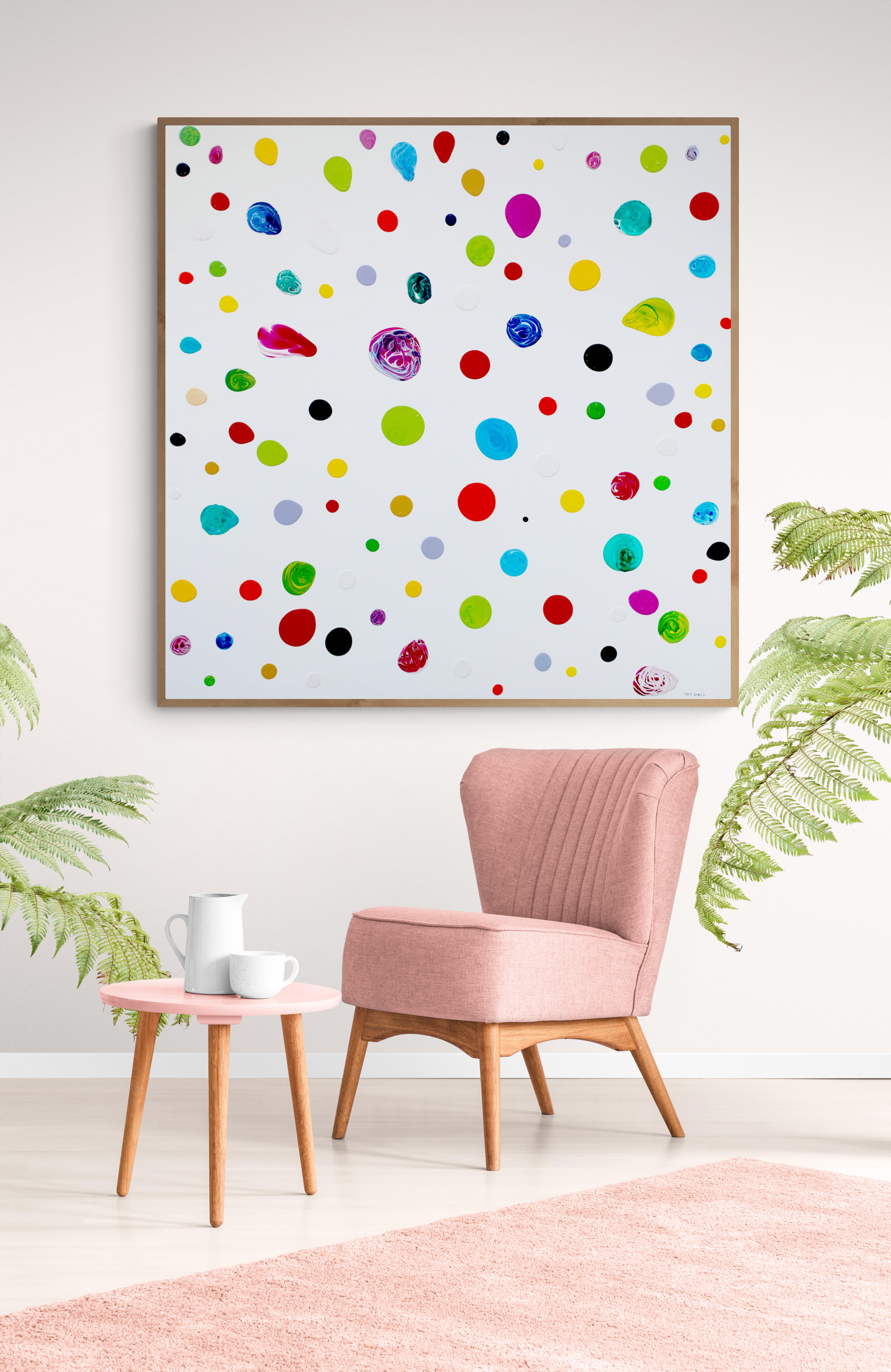 A colourful, unique and minimalistic painting on canvas. Framing on request.