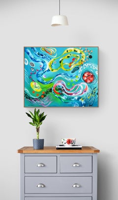 Peinture abstraite colorée « Suspendueanimation 1 »