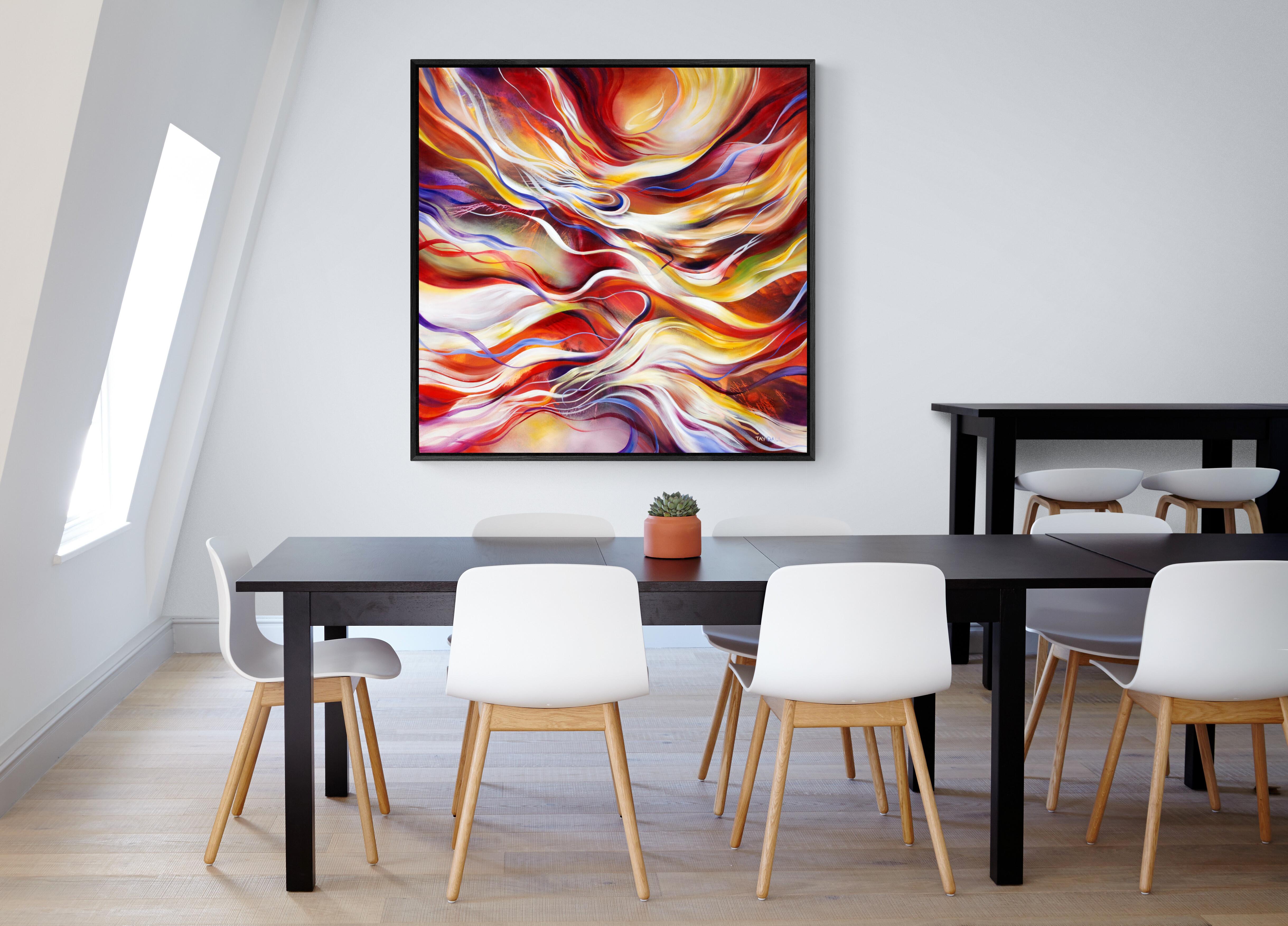 Colourful Orange and Red Abstract Painting 