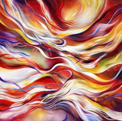 Colourful Orange and Red Abstract Painting "New Unfolding 7"