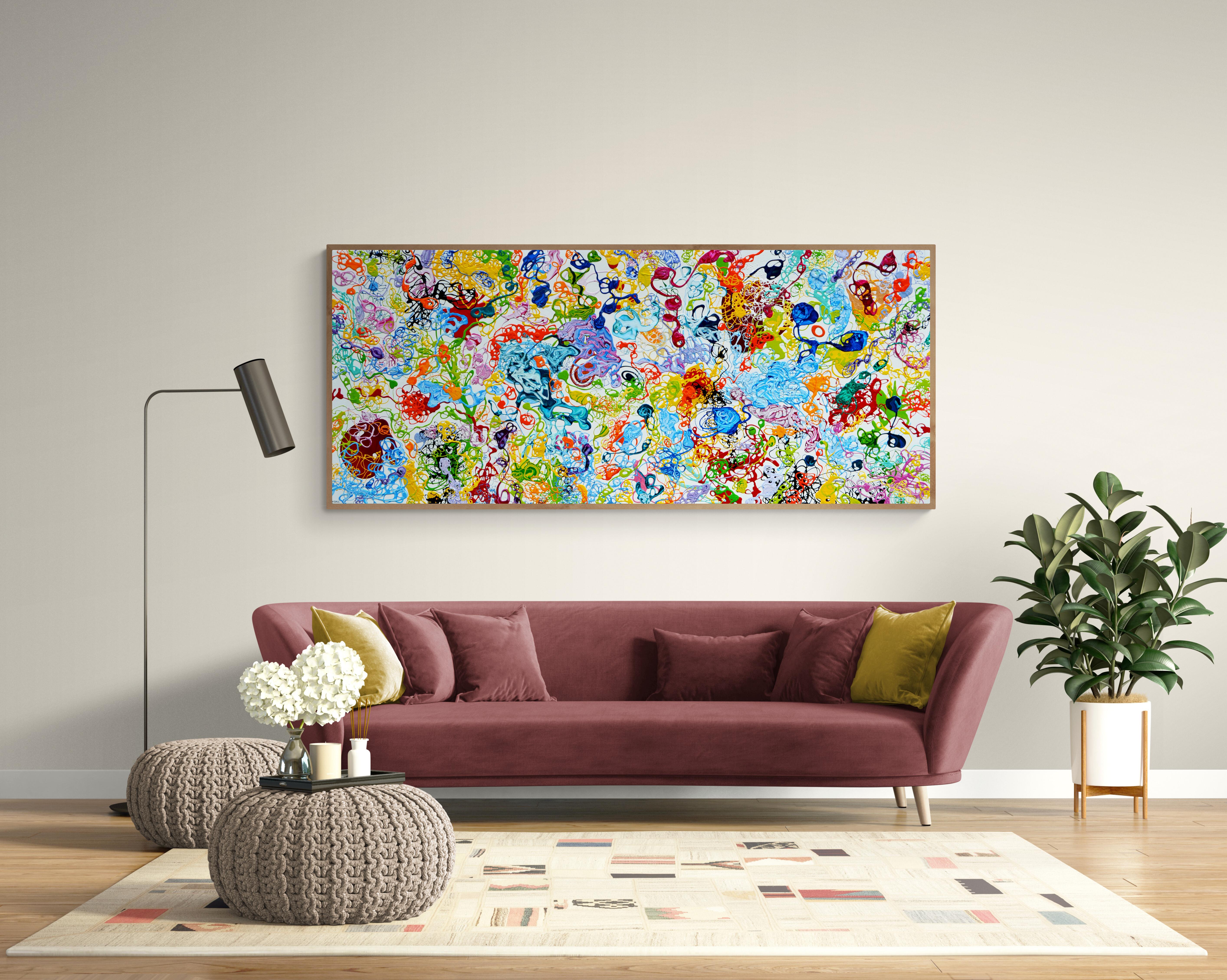 Pittura astratta a smalto di grandi dimensioni 