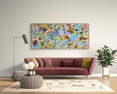 Large Abstract Enamel Painting "Garden of Magic Shimmer"