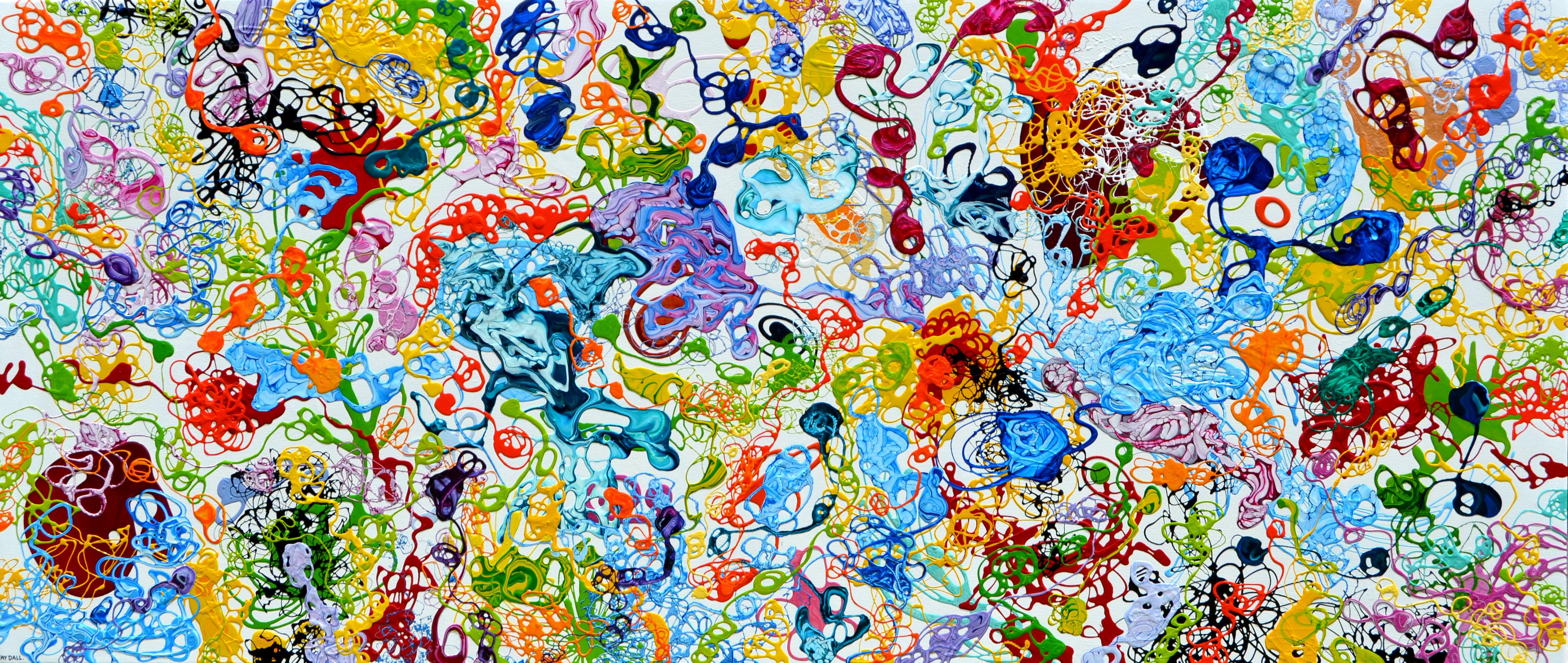 Tay Dall Abstract Painting - Large Abstract Enamel Painting "Garden of Magic Shimmer"