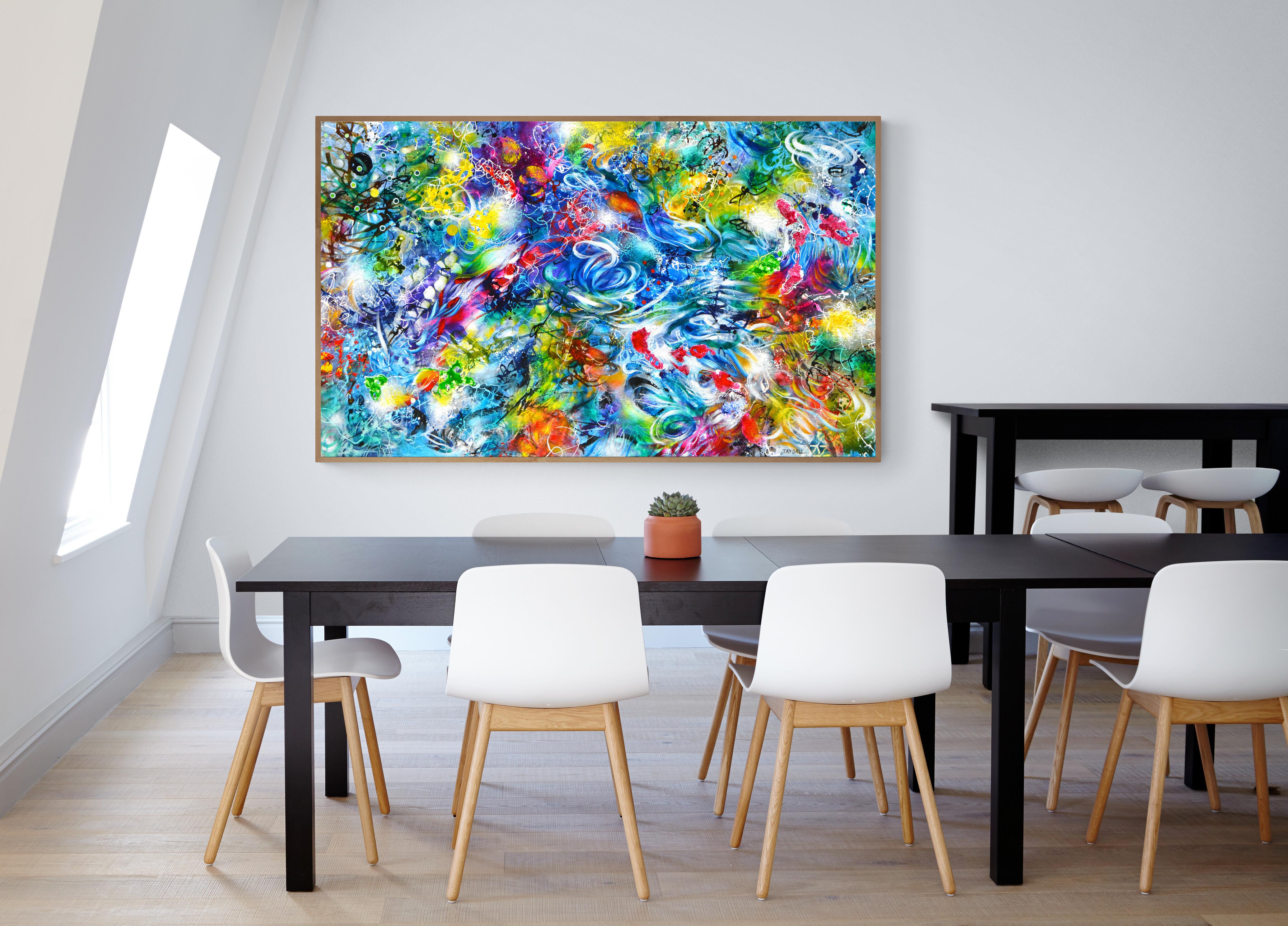 Grande peinture abstraite colorée « Diurnal Rhythm Flow » (flure de rythme nocturne) - Contemporain Painting par Tay Dall