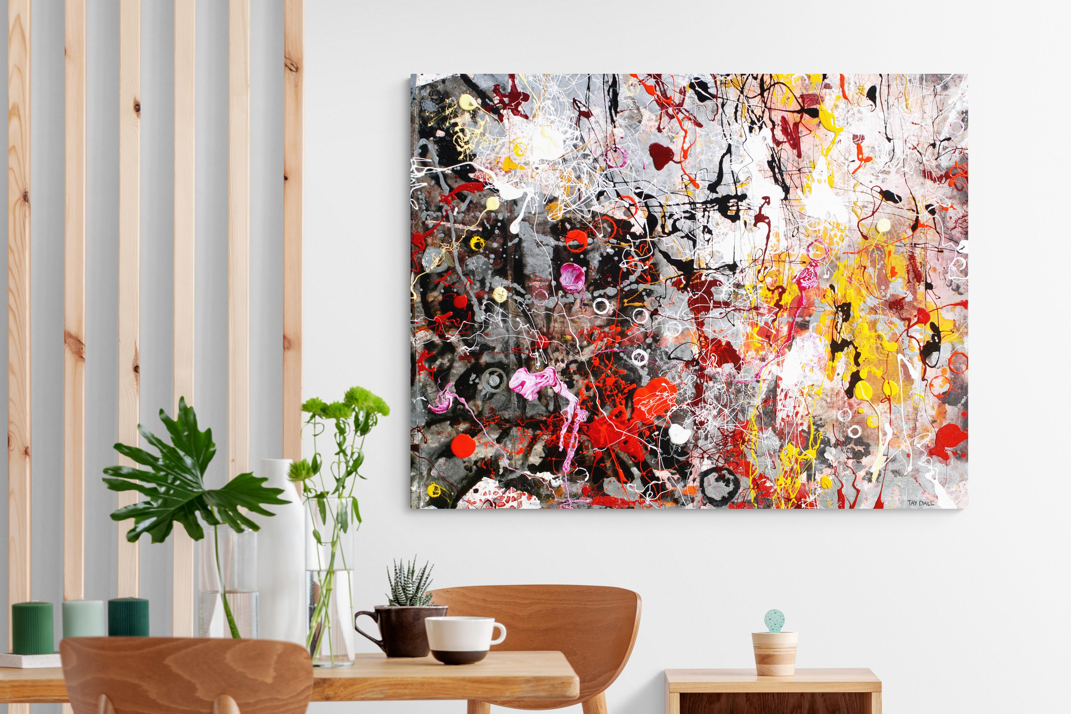 Large Splattered Abstract Painting 