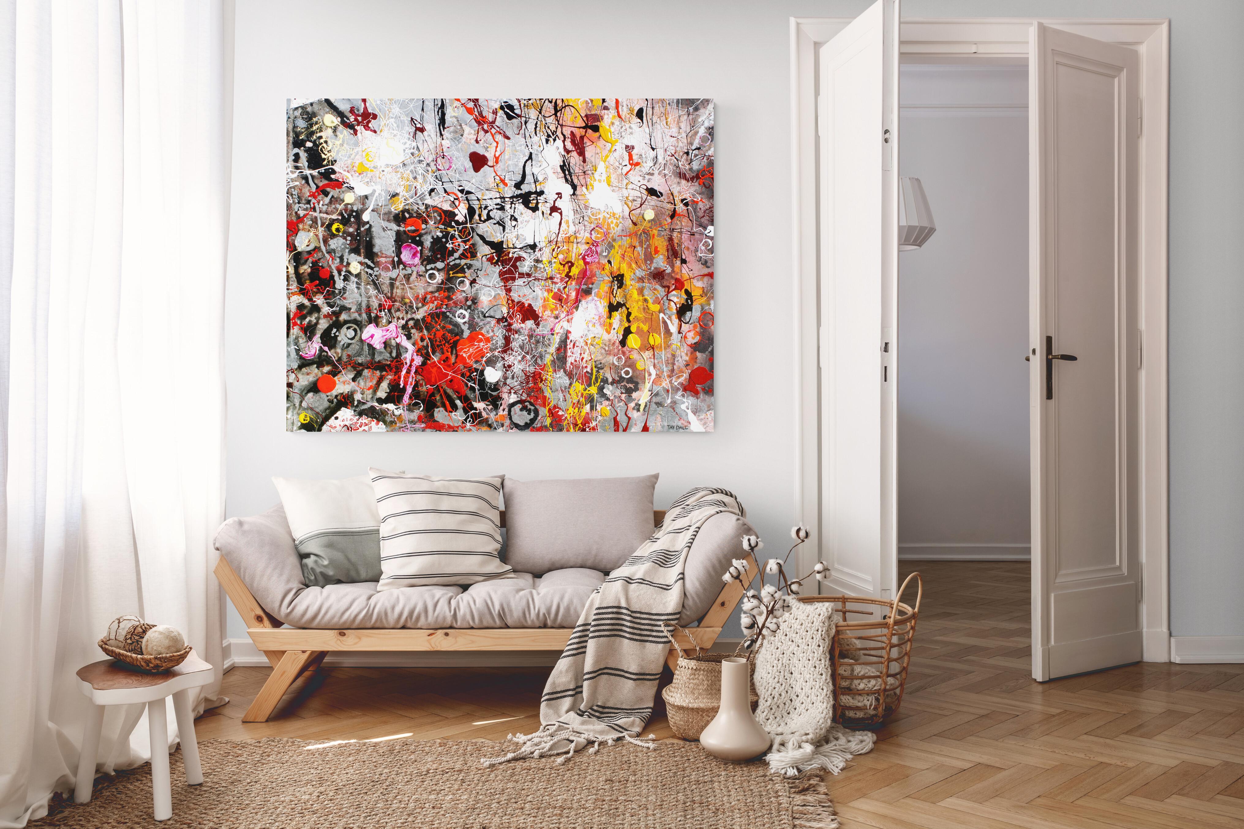 Large Splattered Abstract Painting 