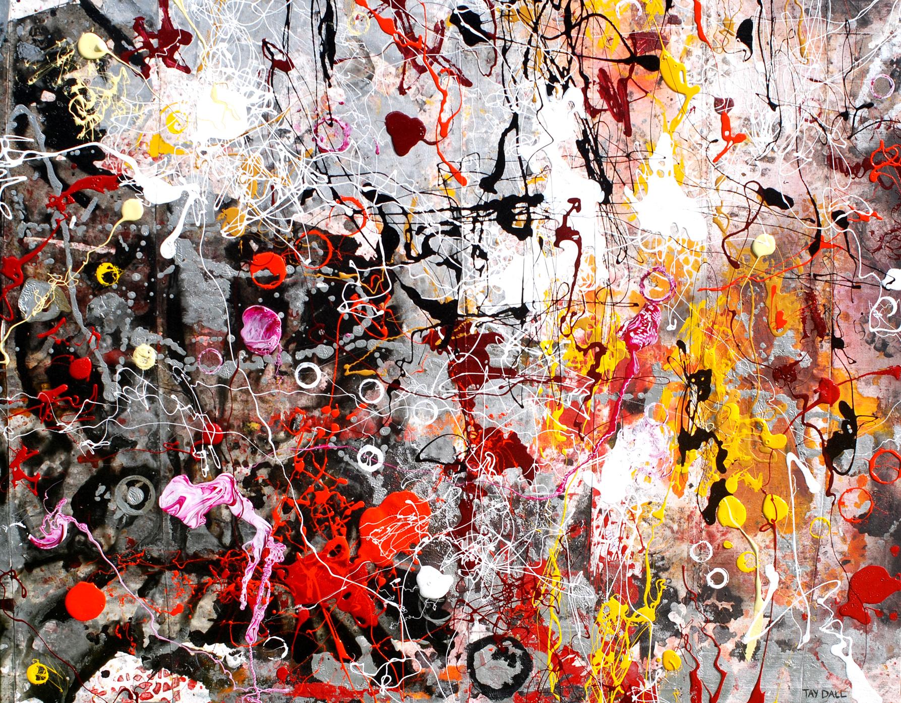 Large Splattered Abstract Painting "Slick Floor Series 1"