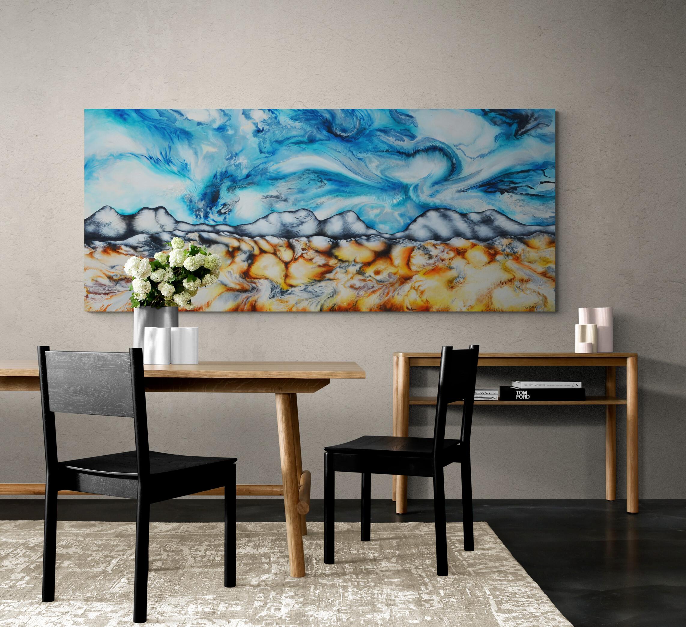 Surreales abstraktes Landschaftsgemälde „Blauer Himmel Beyond 17“ – Painting von Tay Dall