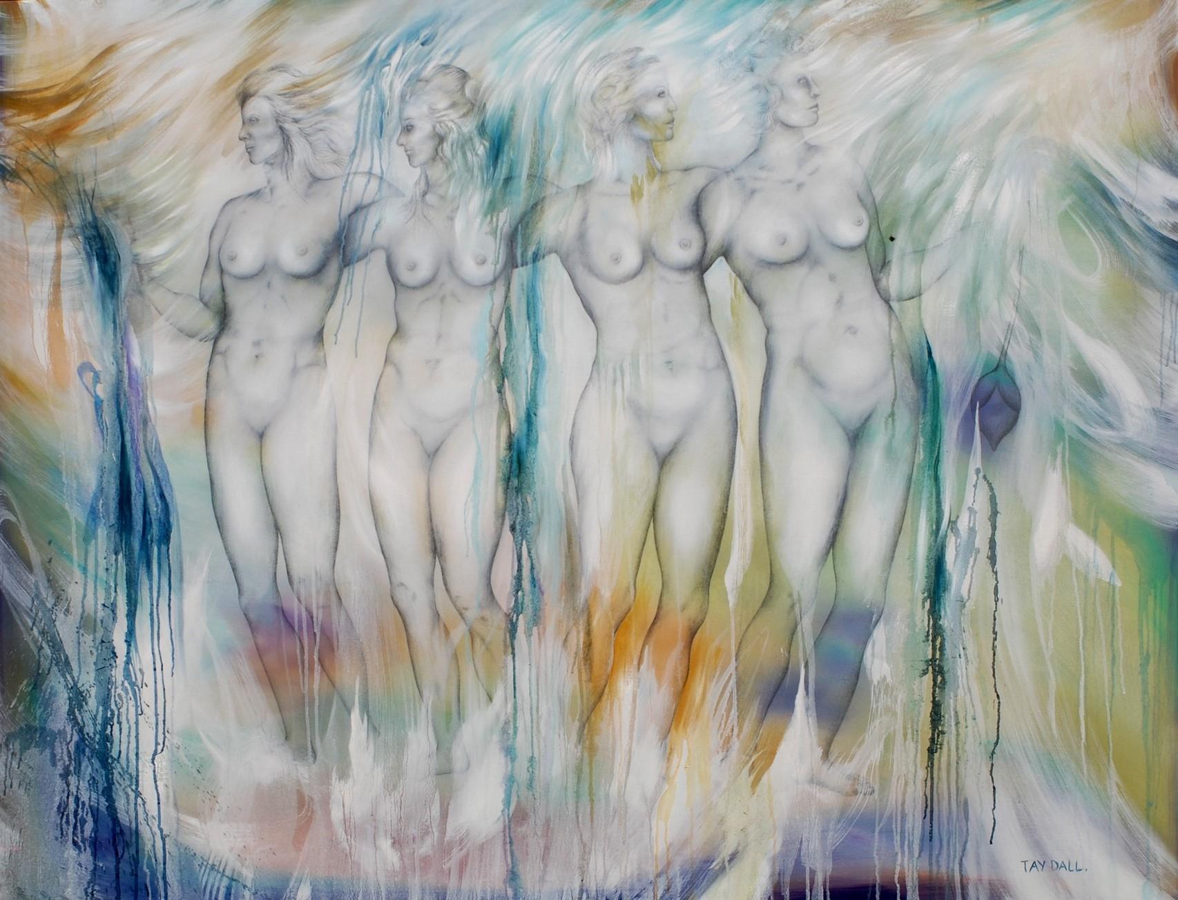 Nude Painting Tay Dall - Grande peinture à l'huile surréaliste d'un nu "Effigy 2"