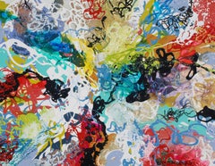 Small Colourful Abstract Painting "Atom Shimmer Anew 3"