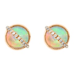 Taygeta Earrings, Ethiopian Opals, White Diamonds, 18 Karat Rose Gold