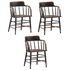Used Taylor & Hobson Wooden Armchairs, circa 1900