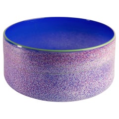 Retro Taylor Backes Large Art Glass Bowl, Cobalt and Speckled, Postmodern