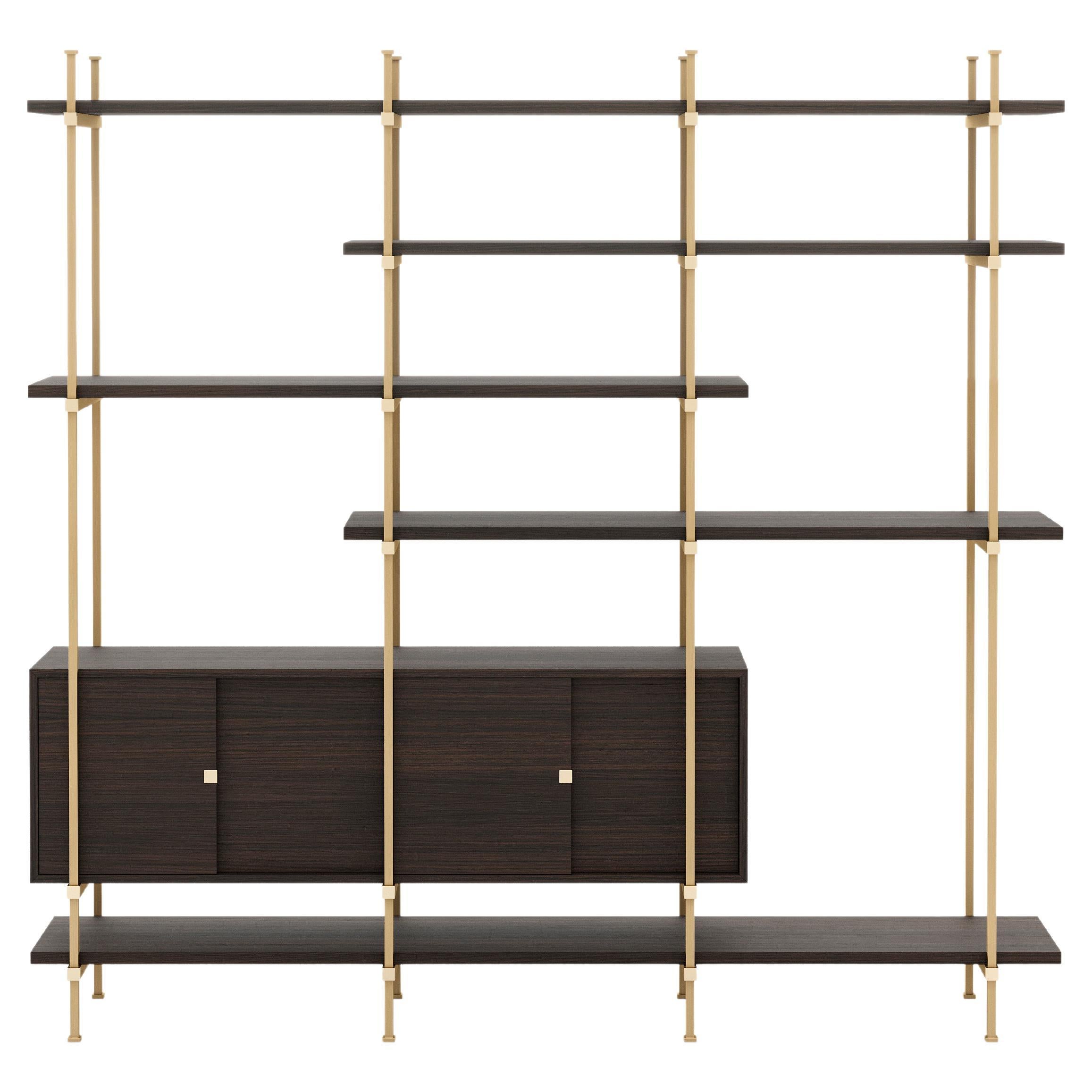 Retro design bookcase with steel and wood shelves (made to order)