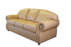 Taylor King Leather Nailhead 3 Seat Queen Sleeper Sofa Pull Out Couch Bed