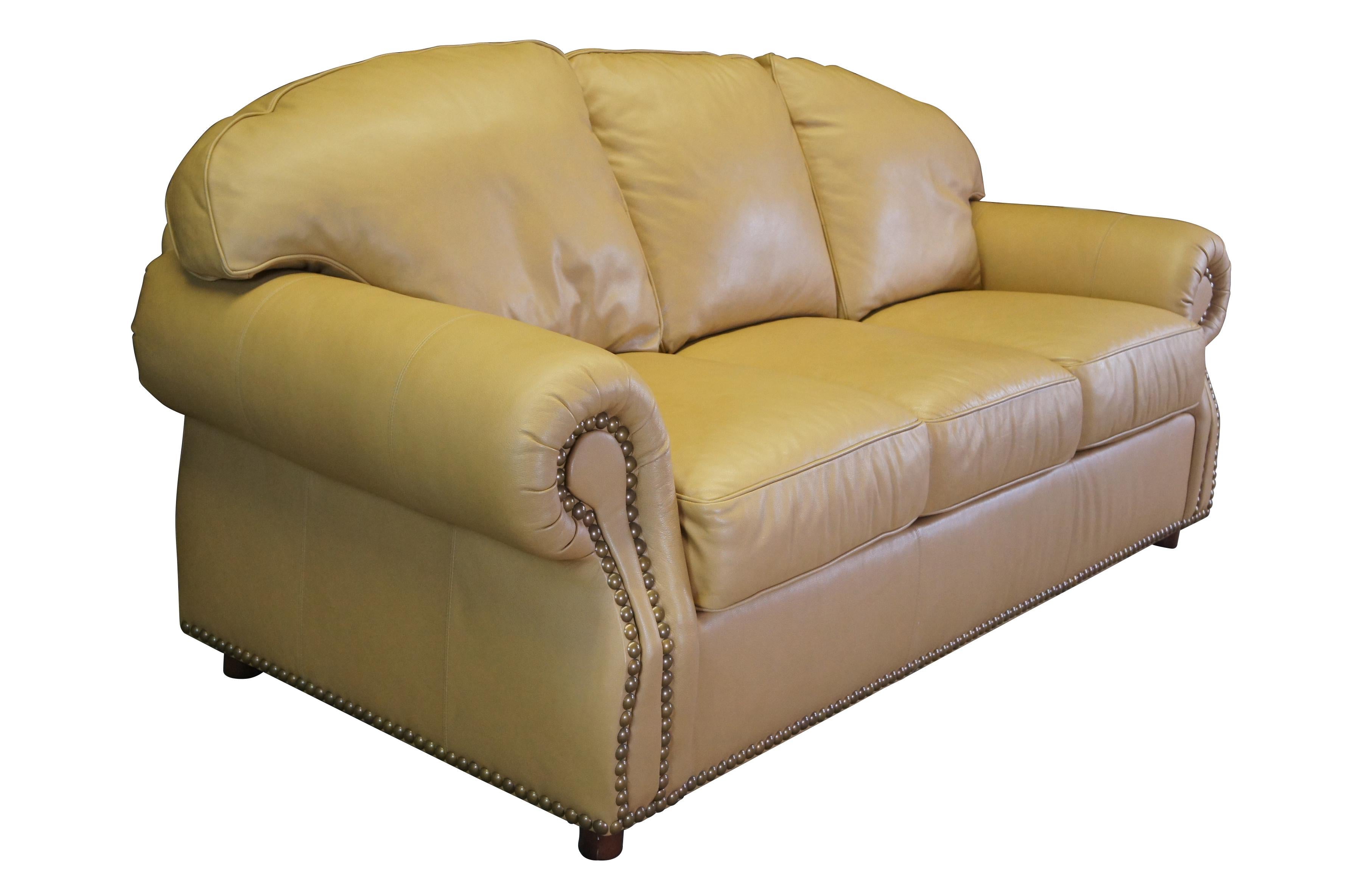 butter yellow leather sofa