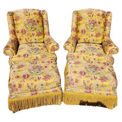 Taylor King Wingback Lounge Sessel & Ottomanen-Paar