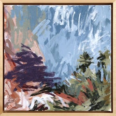 Dietro la roccia spaccata - Pittura acrilica originale di paesaggio astratto su tela