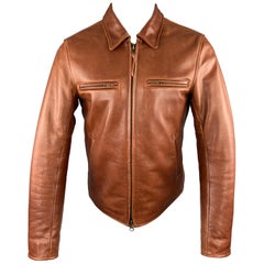 TAYLOR STITCH X GOLDEN BEAR Size M Whiskey Leather Zip Jacket