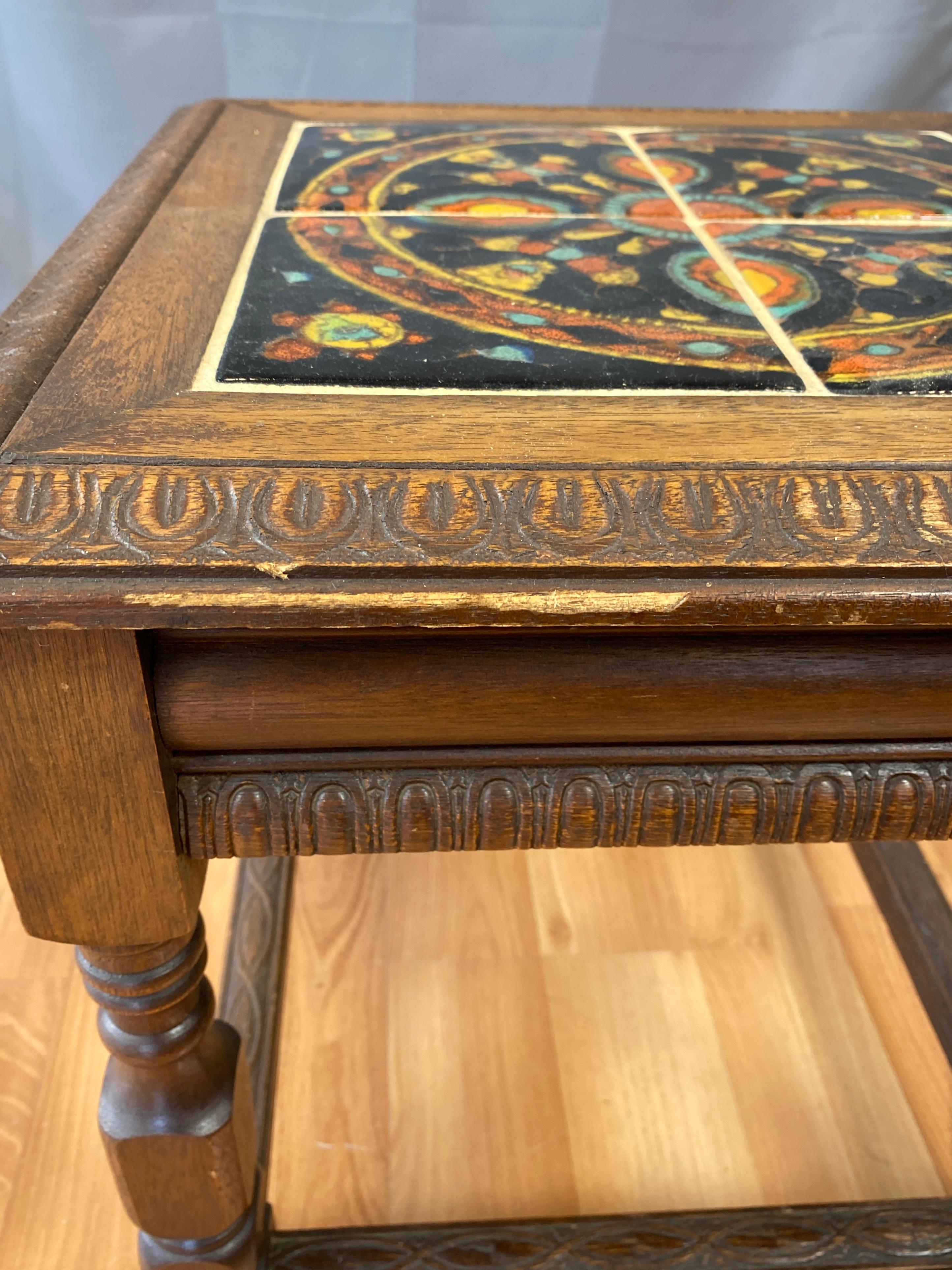 Taylor Tilery California Mission Tile Top Table, circa 1930s 4