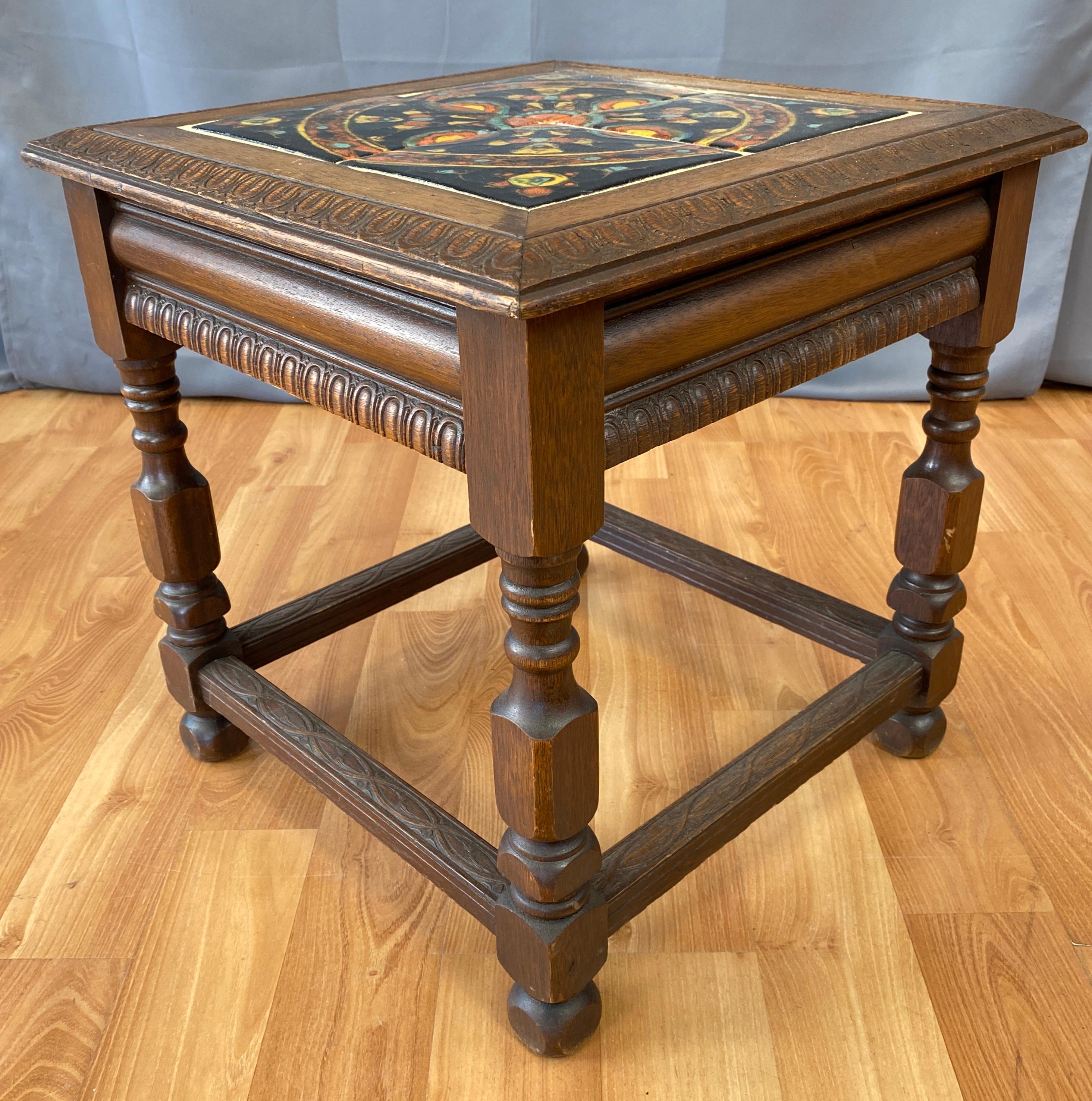 Taylor Tilery California Mission Tile Top Table, circa 1930s In Good Condition In San Francisco, CA