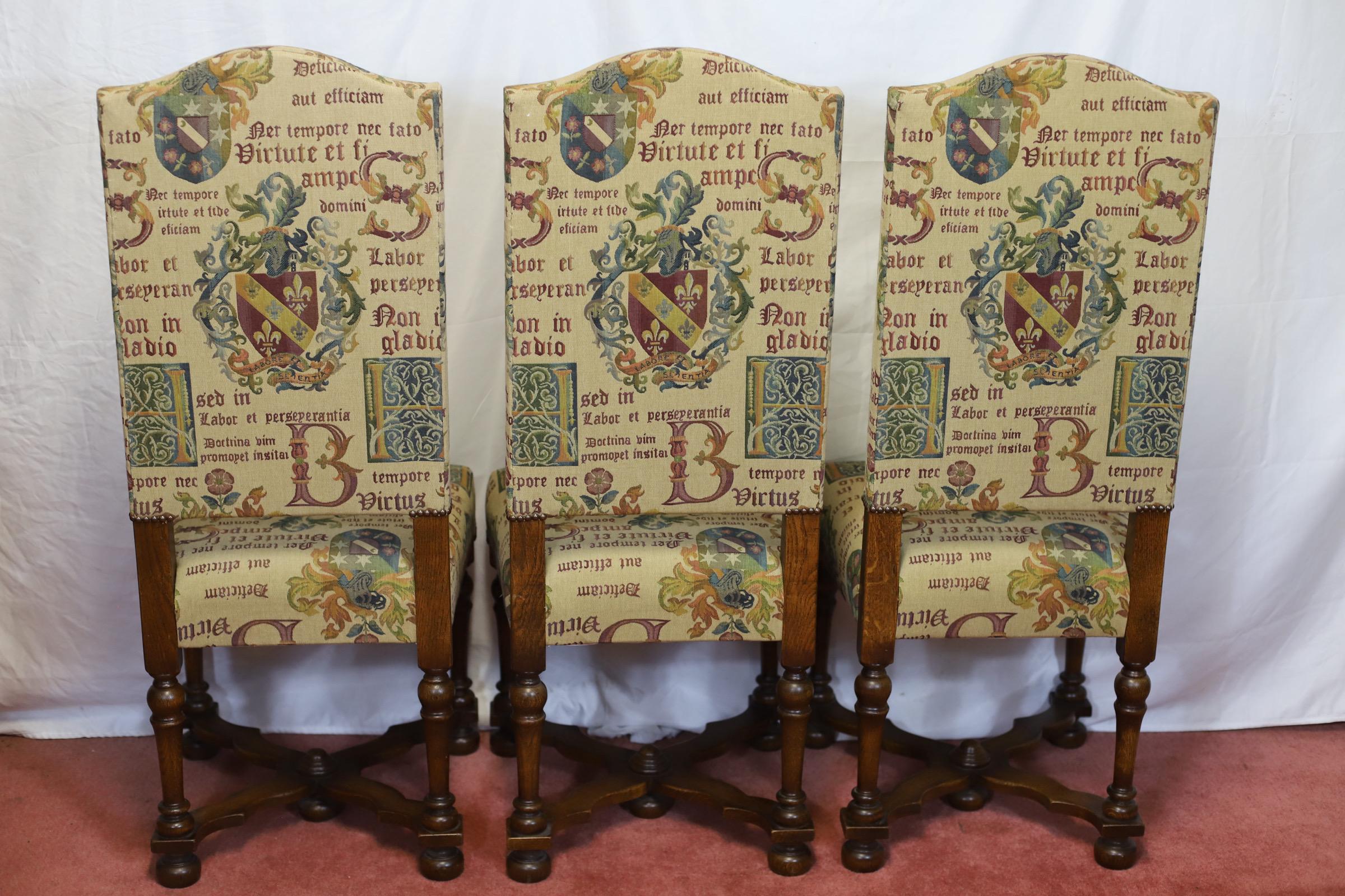 Taylor&Co Stunning Set Of Eight Oak Upholstered Dining Chairs For Sale 3