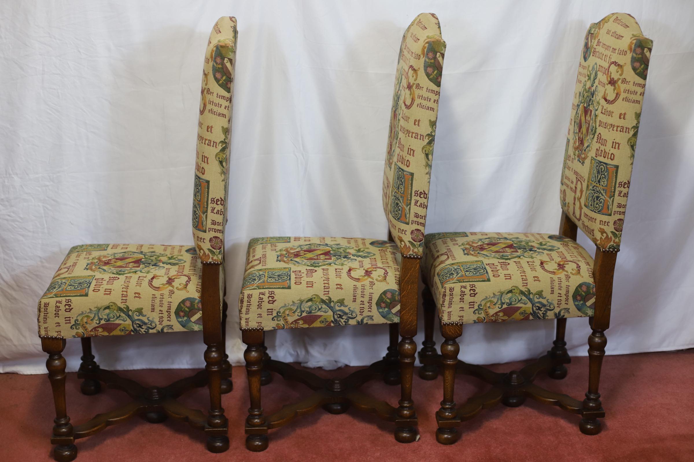 Taylor&Co Stunning Set Of Eight Oak Upholstered Dining Chairs For Sale 4
